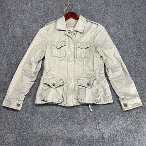 Banana Republic Jacket Womens XS Travel Safari Label Green Cotton Cargo Pockets